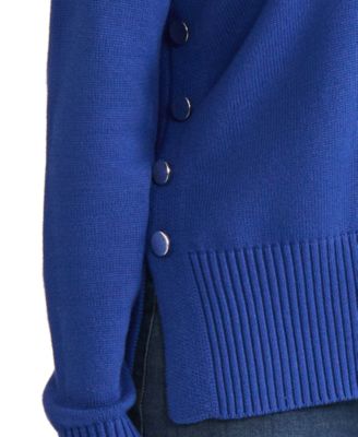 Women's Side Seam Button Mock Neck Sweater