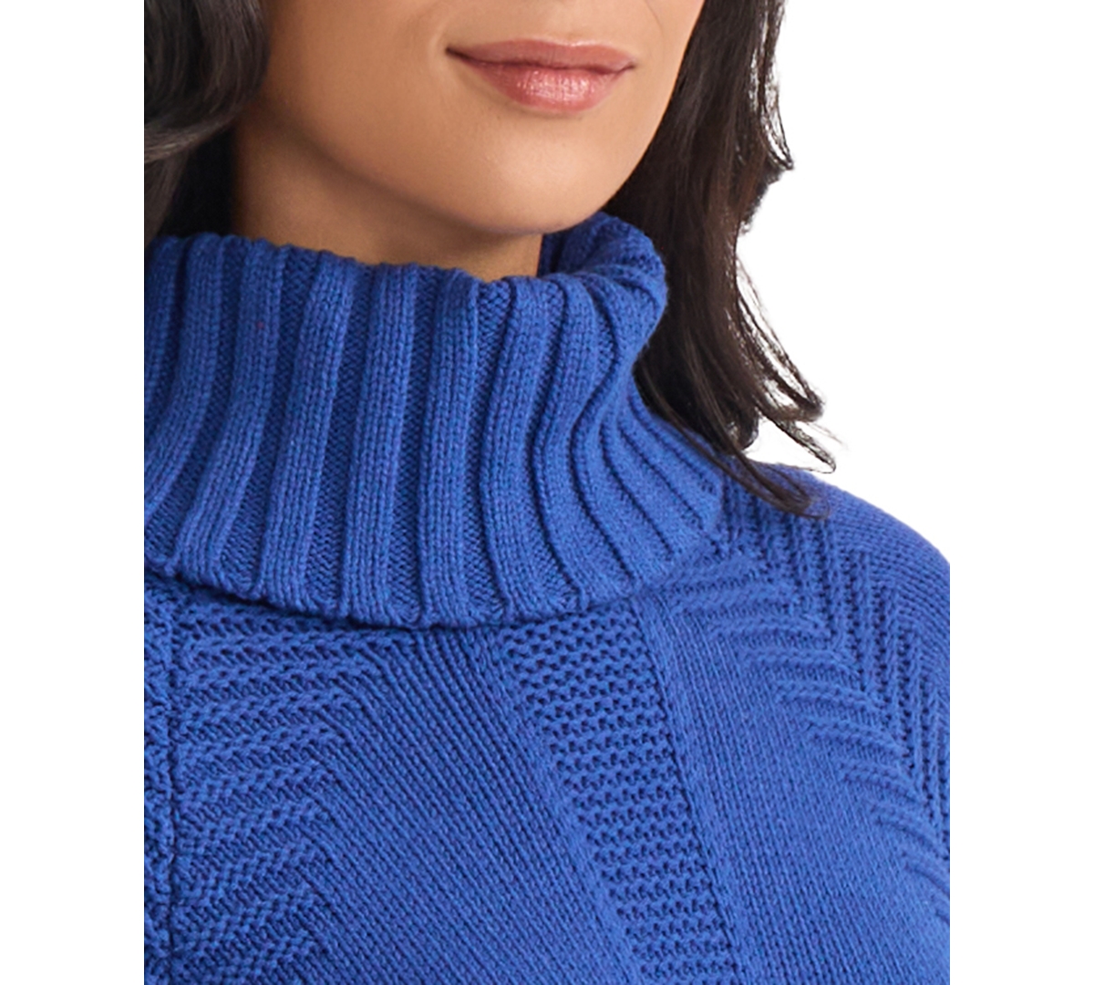 Jones New York Women's Raglan Sleeve Funnel Neck Sweater In Blue