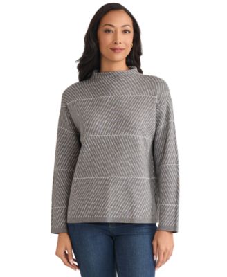 Jones New York - Women's Lurex Funnel Mock Neck Sweater