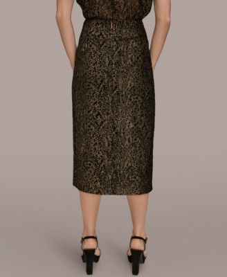 Women’s Faux Wrap Metallic Burnout Skirt