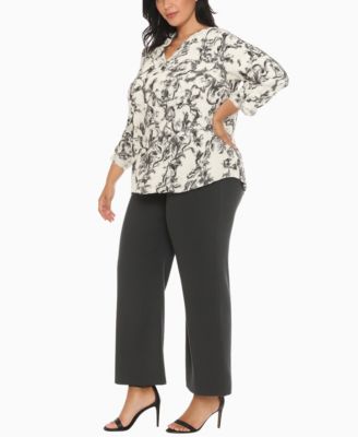 Plus Size Floral Print Tunic and Palazzo Pants Matching Set