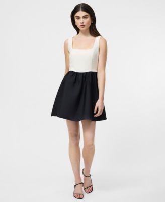 Women's Structured Square Neck Sleeveless Mini Dress