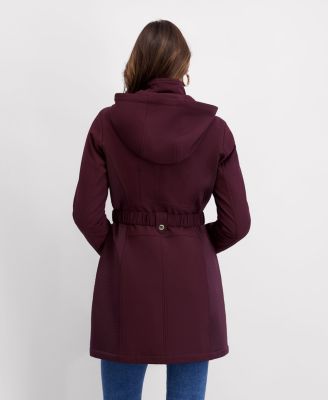 Women's Hooded, Metal Buckle Belted Softshell with Embossed Panels