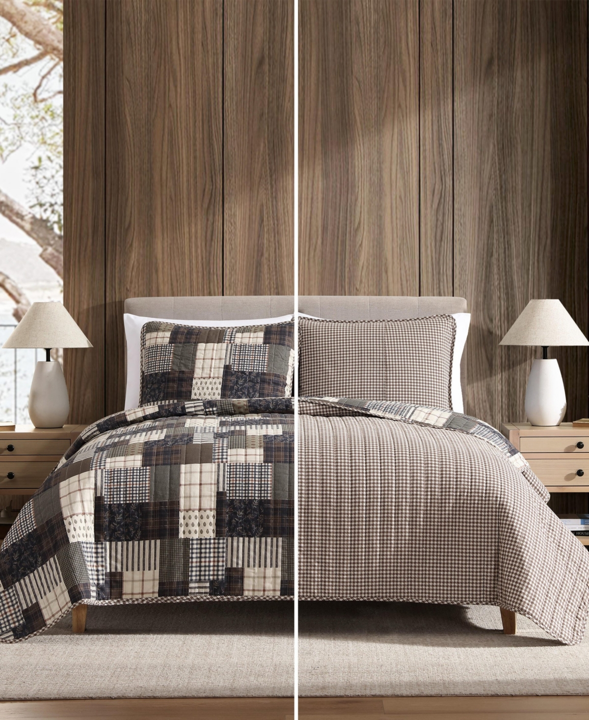 Eddie Bauer Antique Cotton Reversible -Pc. Quilt Set