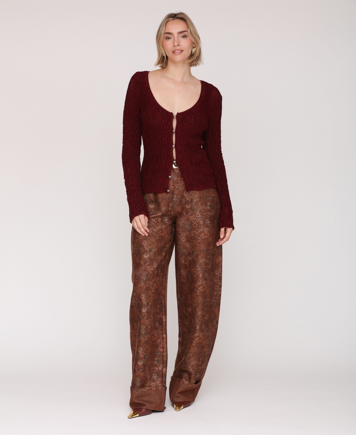 Avec Les Filles Women's Scoop Neck Cardigan