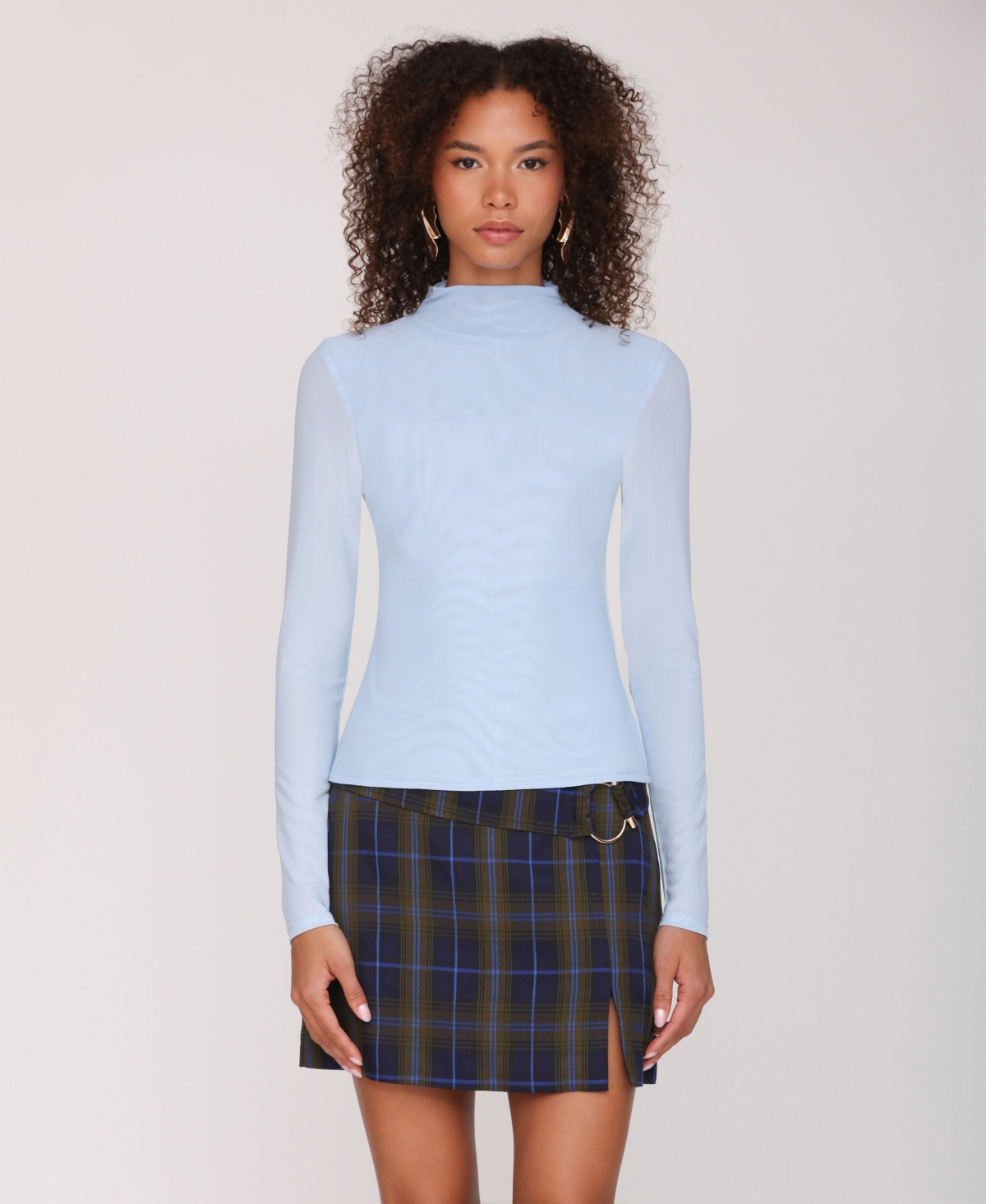 Avec Les Filles Women's Mock Neck Top In Blue