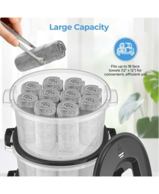 Large Capacity Hot Towel Warmer Towel Steamer with 2-Layer Baskets, 60-Min Timer, Auto Shut-Off