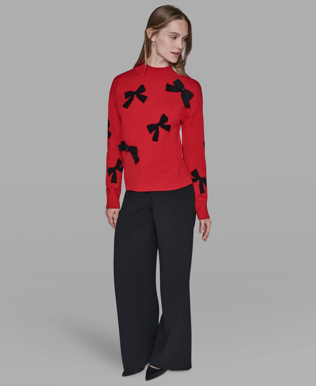 Karl Lagerfeld Women's All-over Bow Sweater In Red