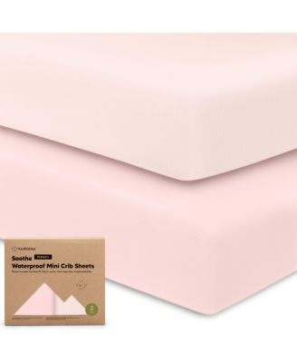 Soothe Waterproof Pack N Play Sheets for Girls, Boys, 2pk 38x26 Cotton Mini Crib Sheets Fitted, Soft, Breathable