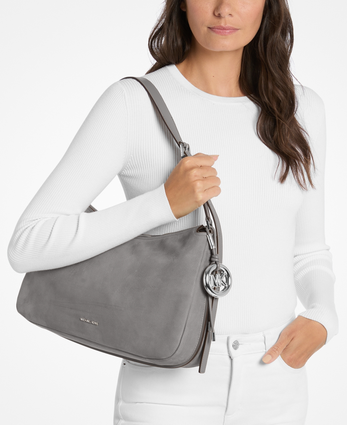 Michael Kors Women's Nolita Convertible Top Zip Shoulder Bag In Gray