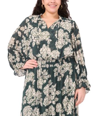 Plus Size Smocked Waist Tiered Ruffle Maxi Dress