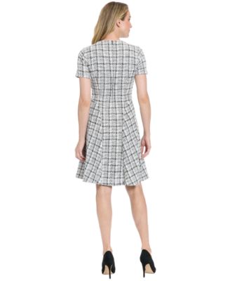 Petite Short Sleeve Fit and Flare Dress