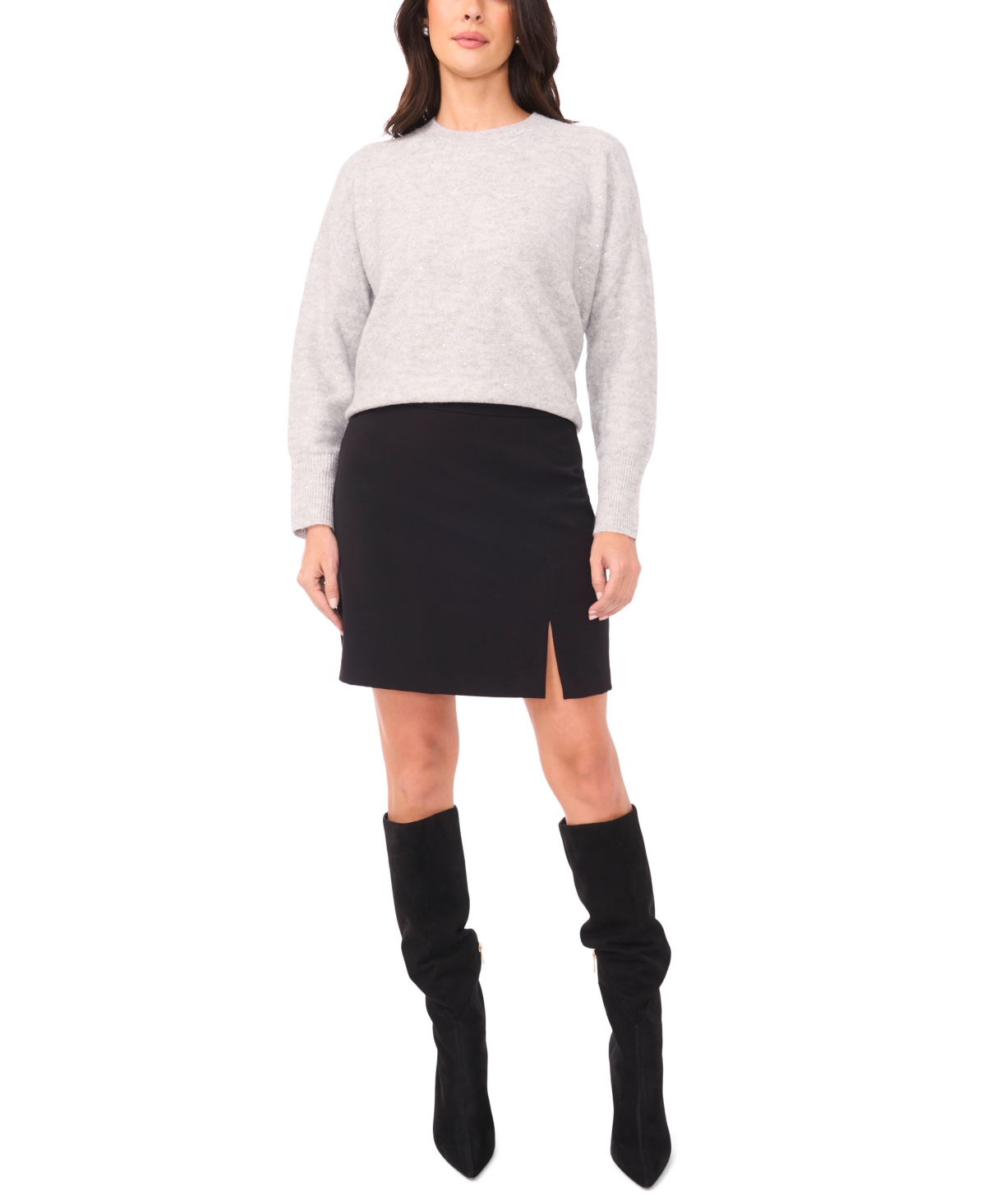 Vince Camuto Women's Crewneck Sequin Long-Sleeve Sweater