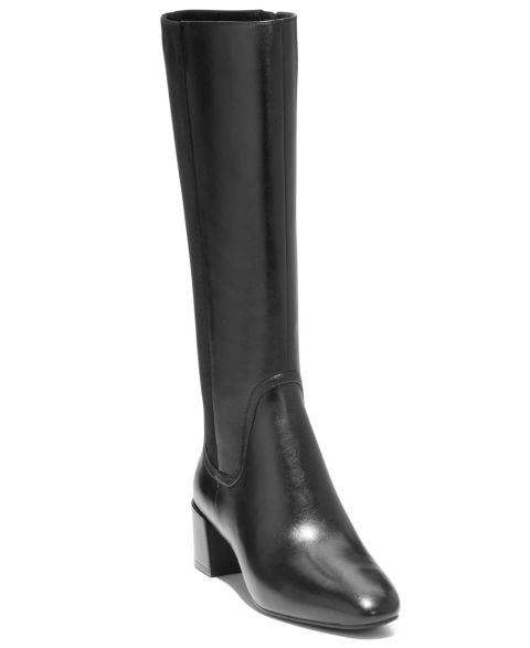 Женские ботинки Cole Haan Go-To-Serenna Block Heel Tall Shaft Dress Boots, цвет: Чёрный кожаный