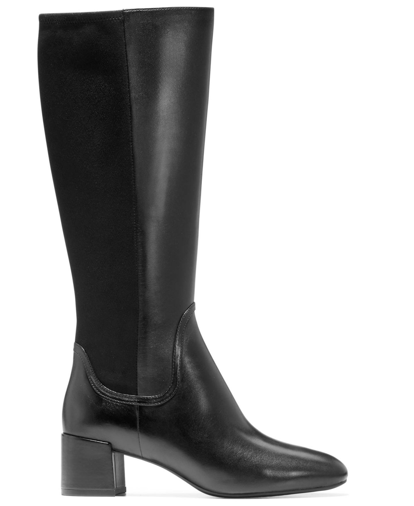 Женские ботинки Cole Haan Go-To-Serenna Block Heel Tall Shaft Dress Boots, цвет: Чёрный кожаный — фото 2
