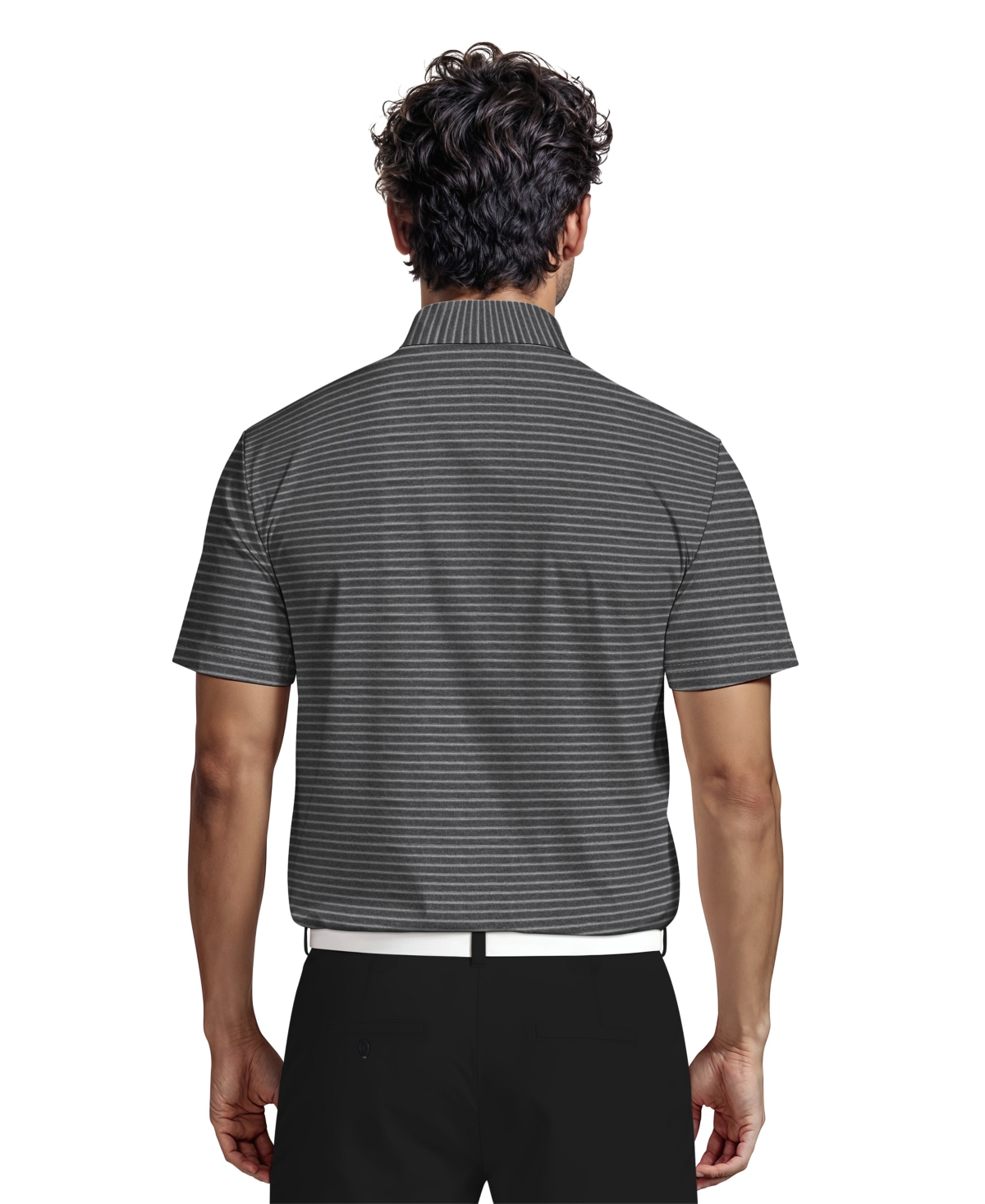 Pga Tour Men's Heathered Stripe Golf Polo Shirt In Gray