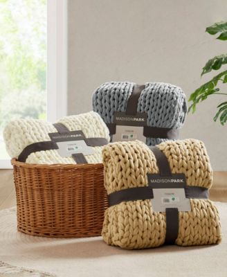 Chunky-Knit Handmade Throw, 50" x 60"