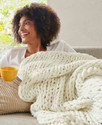 Chunky-Knit Handmade Throw, 50" x 60"