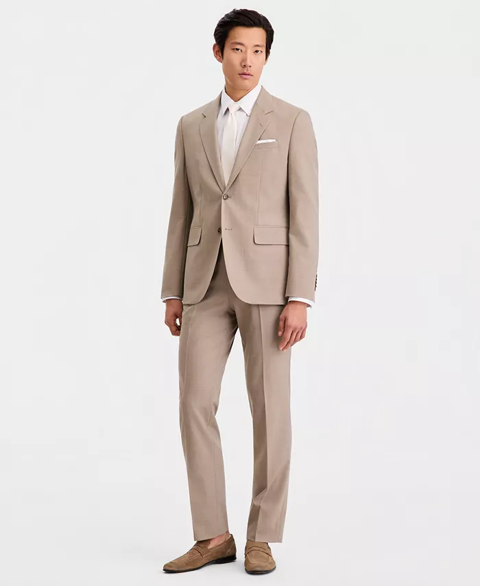 Men's Tan Modern-Fit Suit Jacket - thumbnail 4