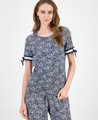 Tommy Hilfiger - Women's Floral Tie-Sleeve T-Shirt