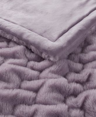Ruched Reversible Faux-Fur Throw, 50" x 60"