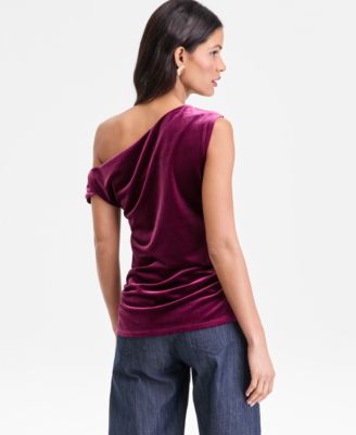 Women's Asymmetric Draped Velvet Top, Macy's Exclusive