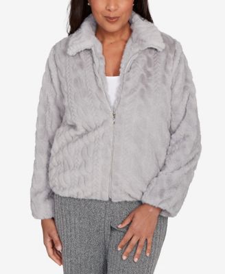 Women's Jet Setter Sculpted Faux Fur Zip Up Jacket