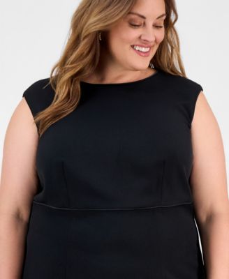 Plus Size Stretch-Crepe Sleeveless Sheath Dress