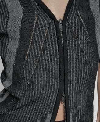 Women's Zip Up Short Sleeve Sweater