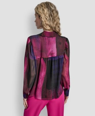 Women's Balloon Sleeve Collared Neck Top