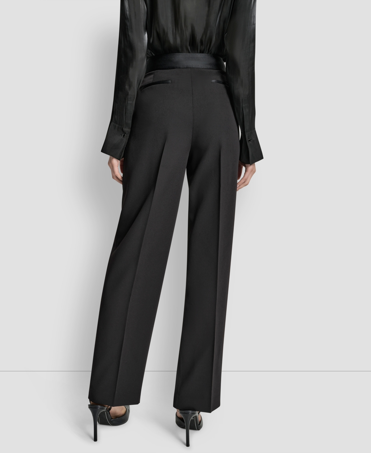 Dkny Women's Tuxedo Look Wide Leg Trousers