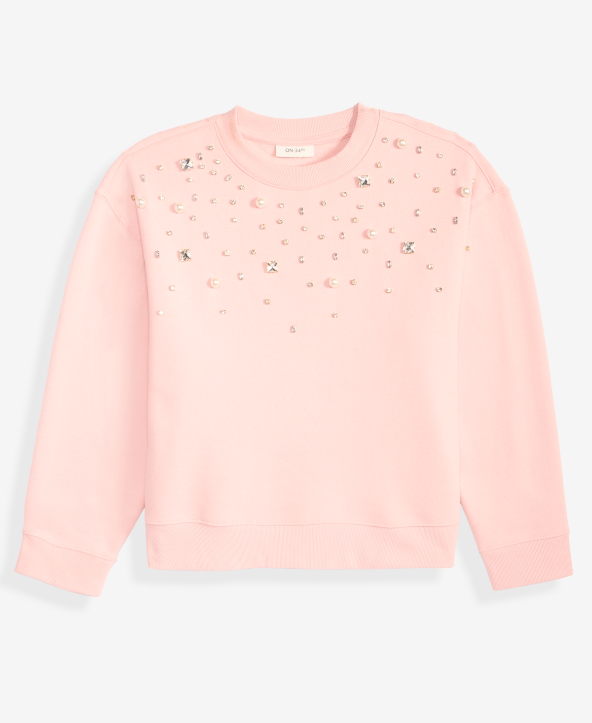 On 34th Women's Knit Long-sleeve Embellished Sweatshirt, Macy's Exclusive In Pink