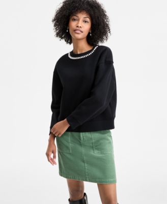 On 34th - Women's Knit Long-Sleeve Embellished Sweatshirt