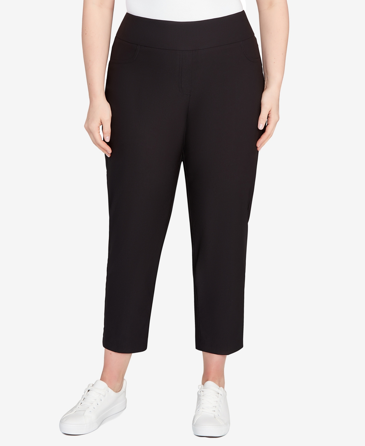 Ruby Rd. Plus Size Smooth Silky Tech Knit Ankle Pants In Black