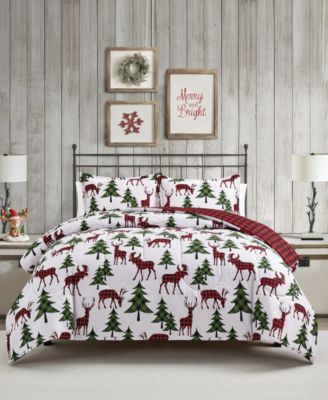 Sunham - Plaid Deer Reversible 3-Pc. Comforter Set, Full/Queen