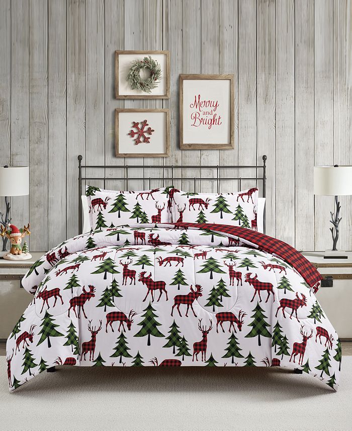 Plaid Deer Reversible 3-Pc. Comforter Sets