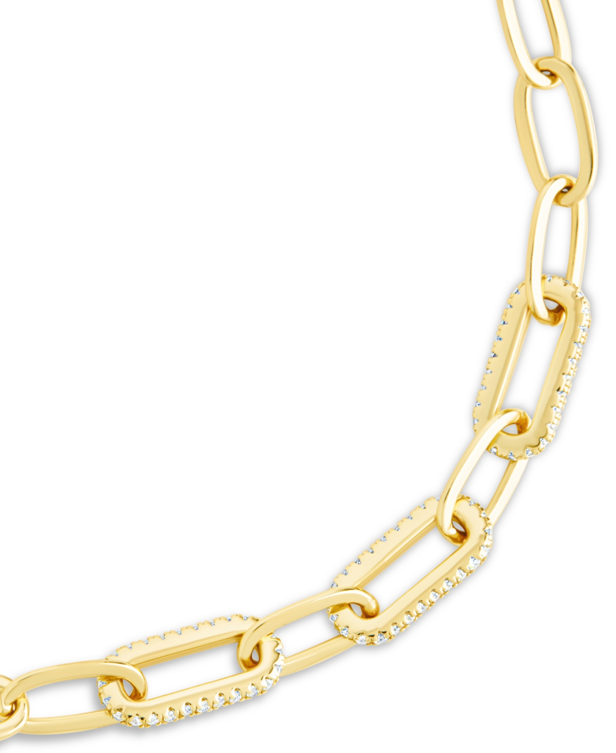 Sterling Forever Sterling Silver Hallie Cubic Zirconia Paperclip Chain Bracelet In Gold