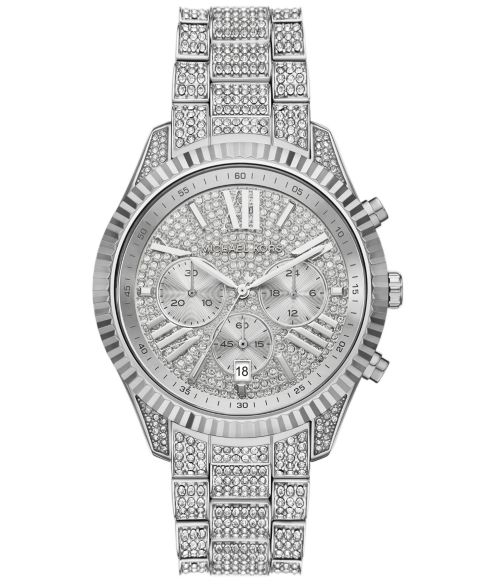 Женские часы Michael Kors Lexington с хронографом, серебристая сталь, 42 мм