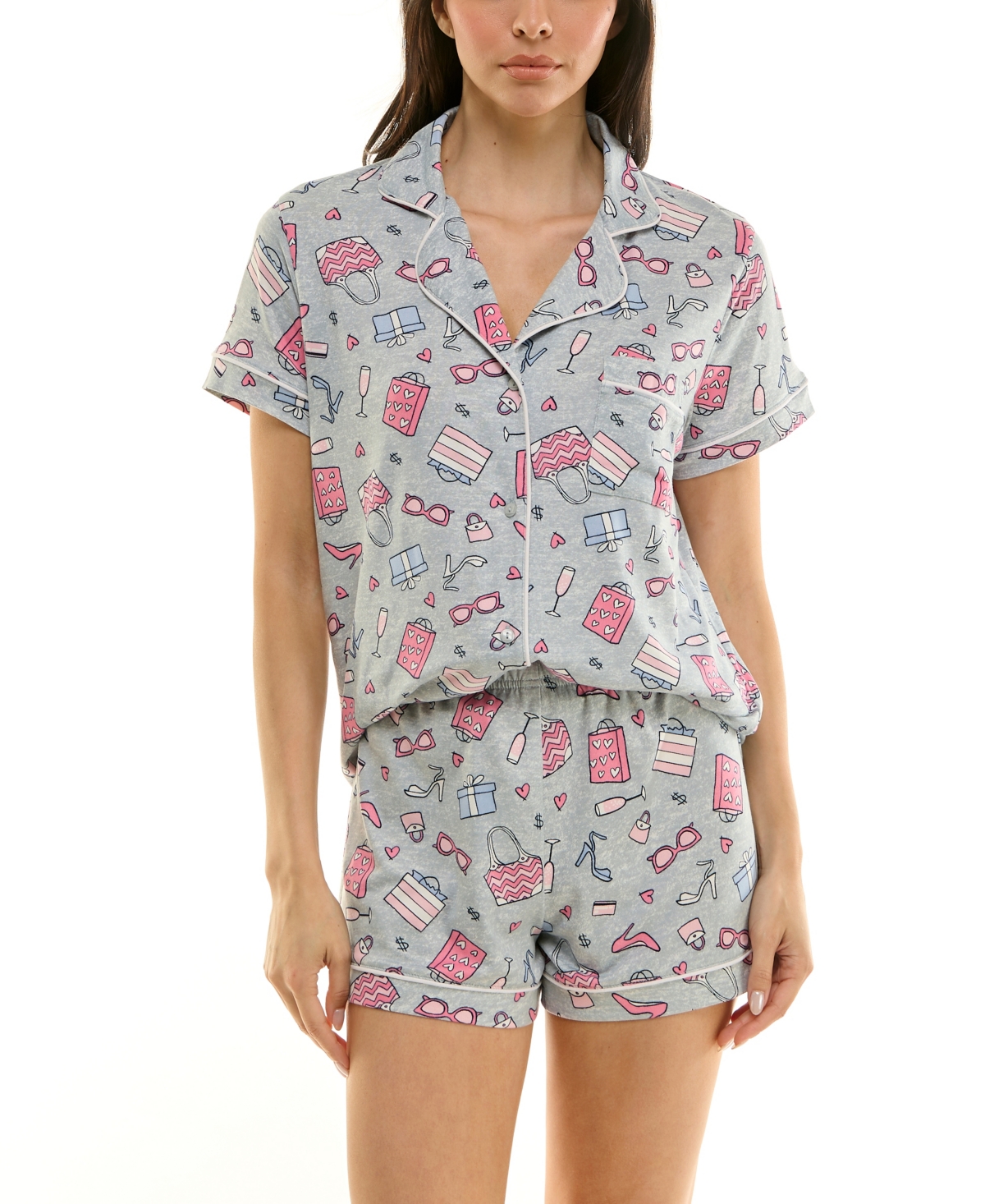 Derek Heart Women's Printed Top And Shorts Set In Multi