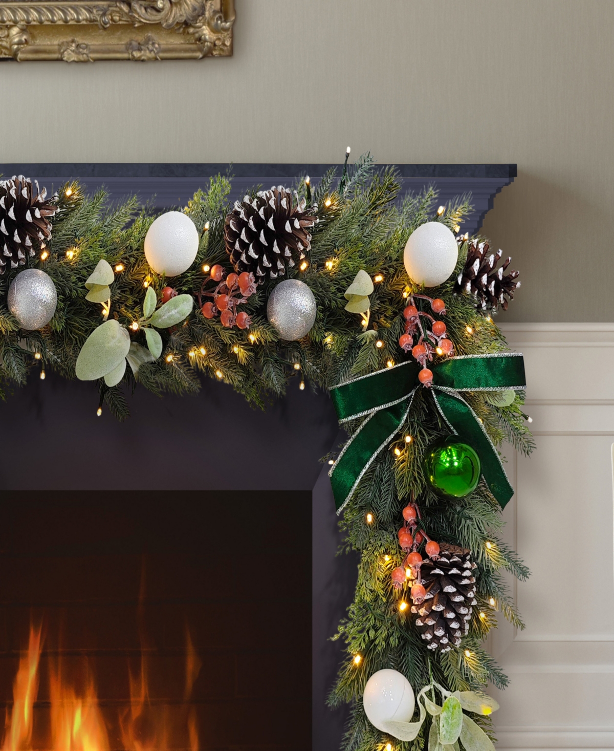 Puleo 10" Pre-Lit Battery-Operated Adorned Garland