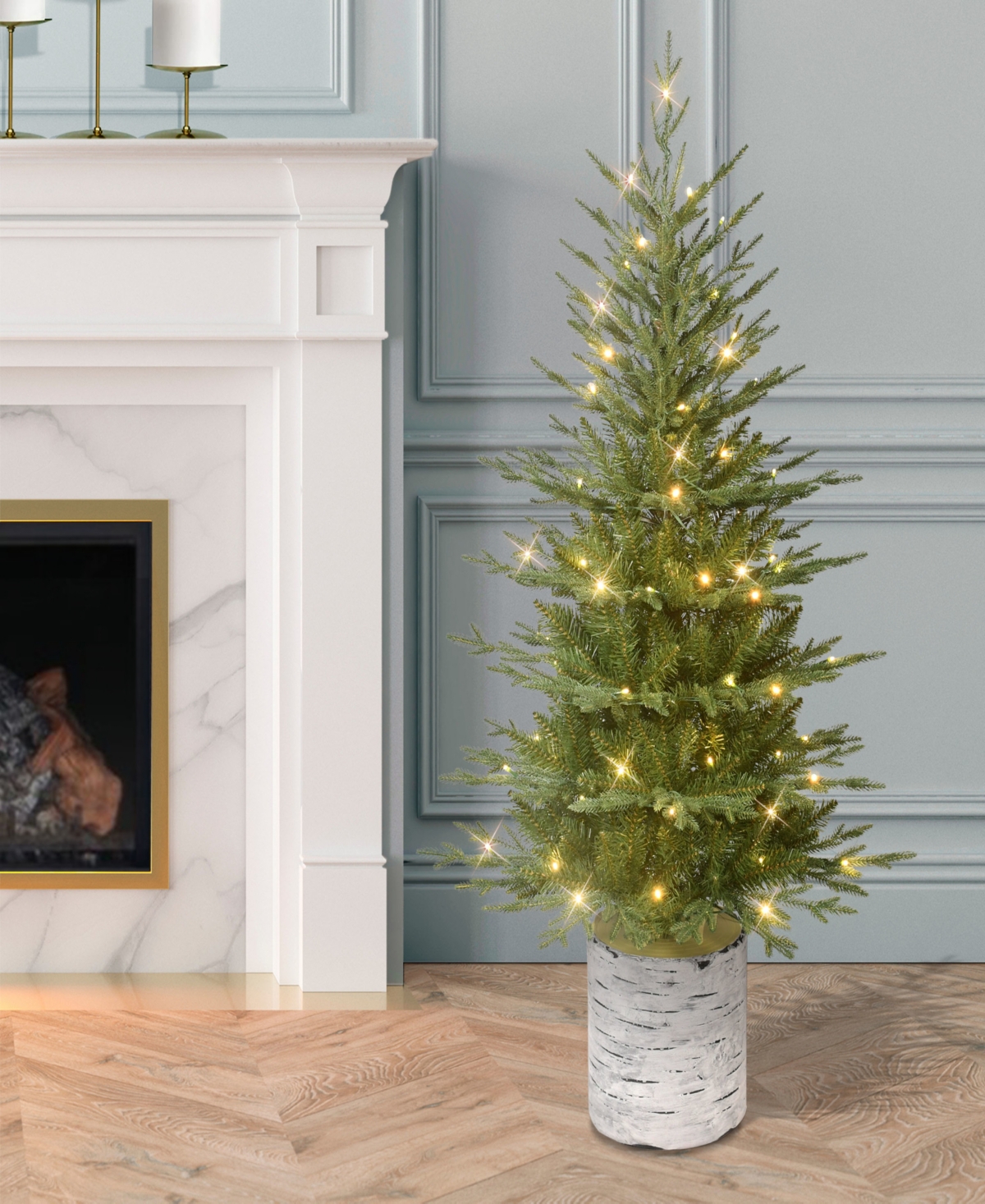 Puleo 4.5' Pre-lit Artificial Potted Arctic Fir Tree In Green