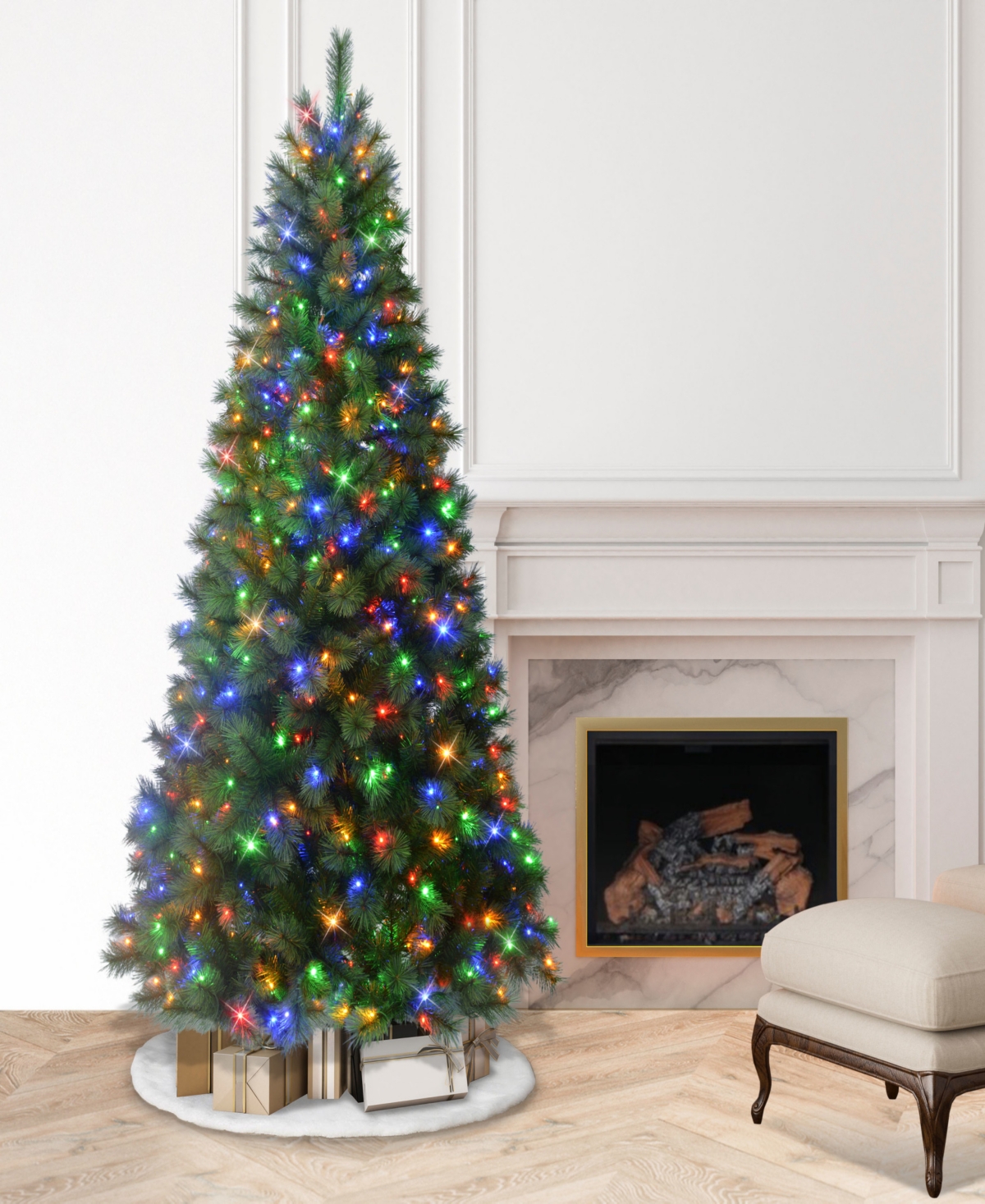 Puleo 7.5' Pre-lit Artificial Wyoming Pine Tree With Multi-function Led Lights In Green