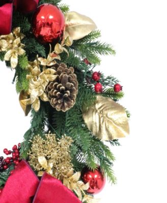Puleo 26" Pre-Lit Artificial Adorned Christmas Wreath