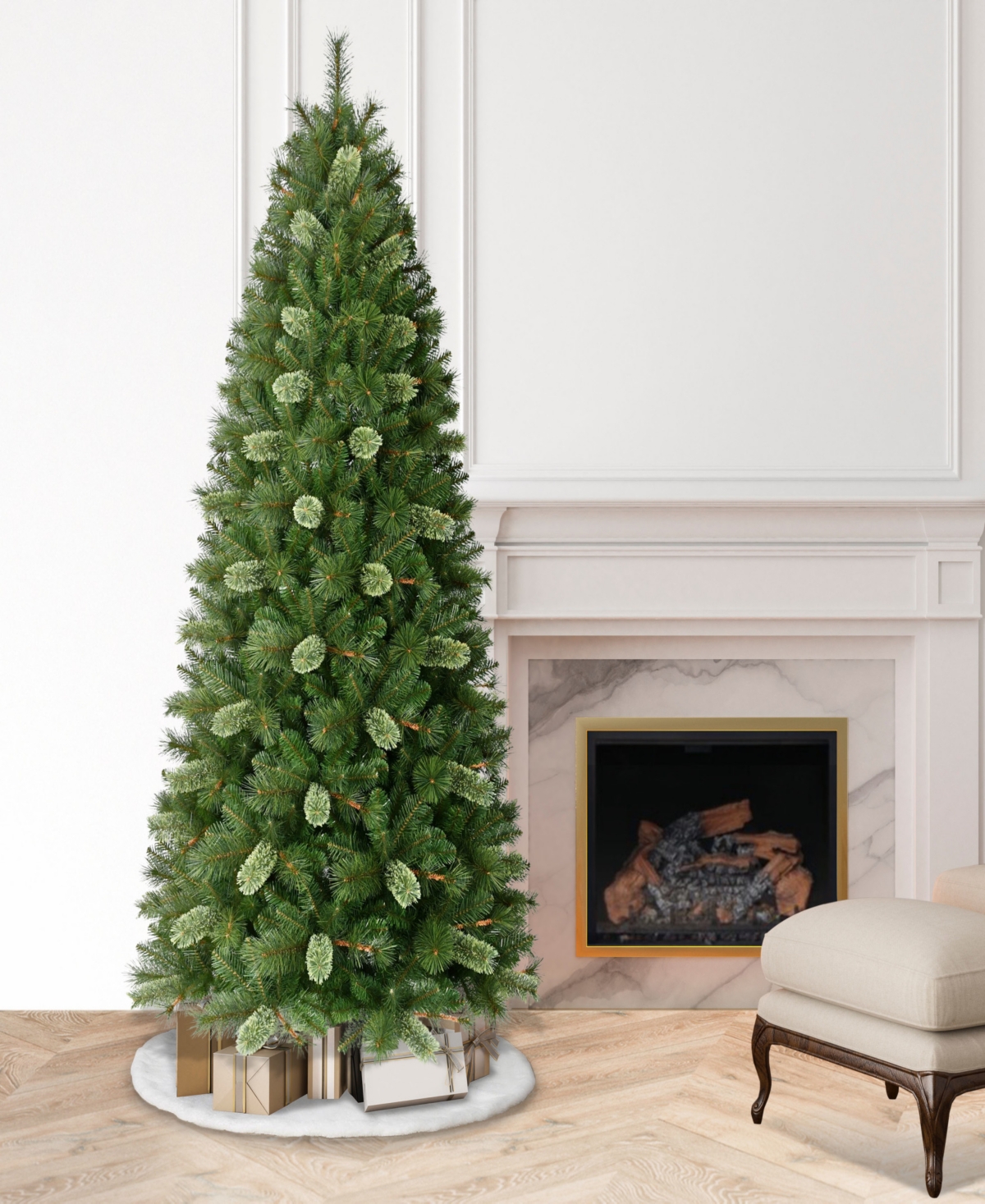 Puleo 7.5' Slim Teton Pine Artificial Christmas Tree In Green