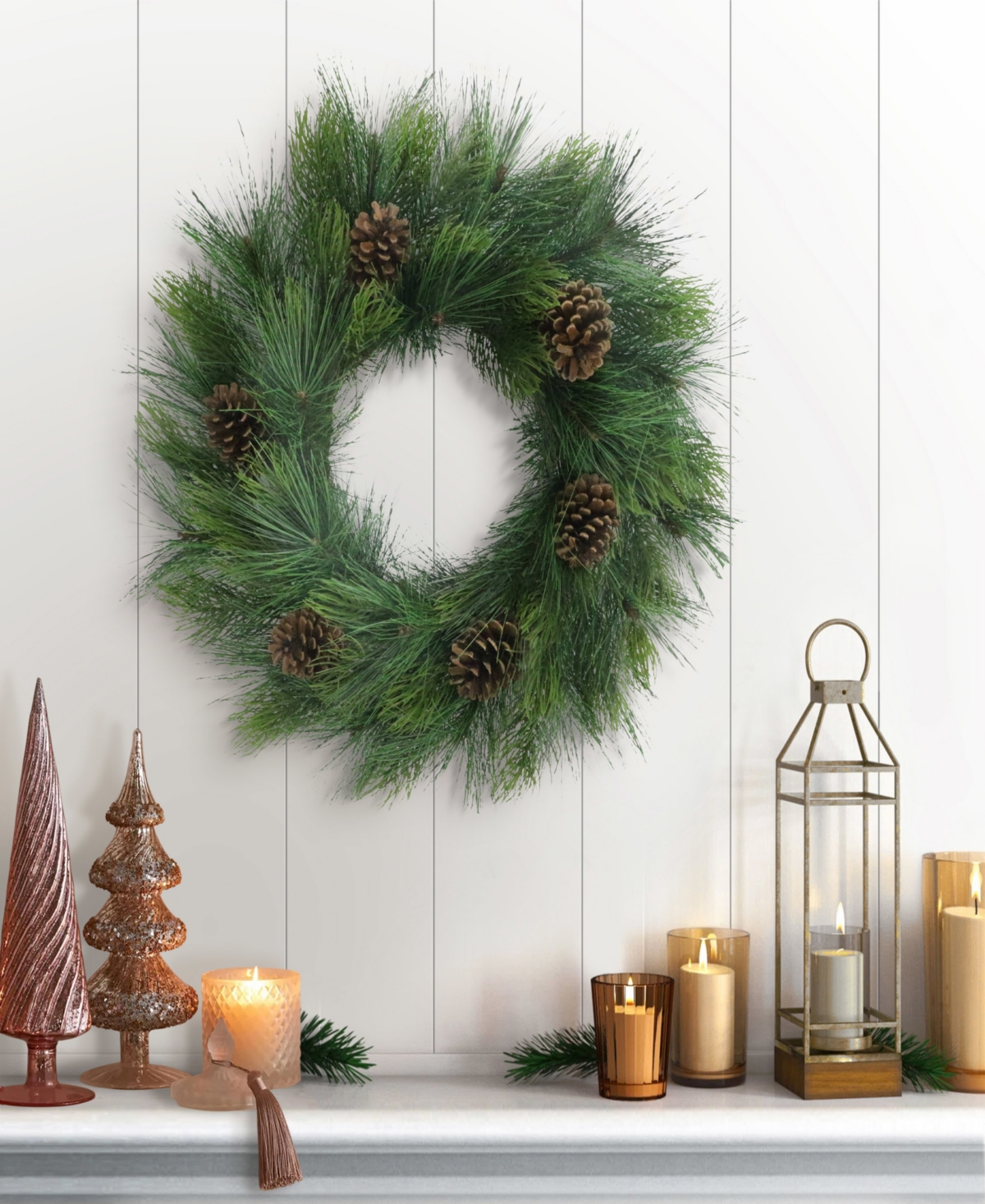 Puleo 24" Artificial Adorned Wreath with Pinecones