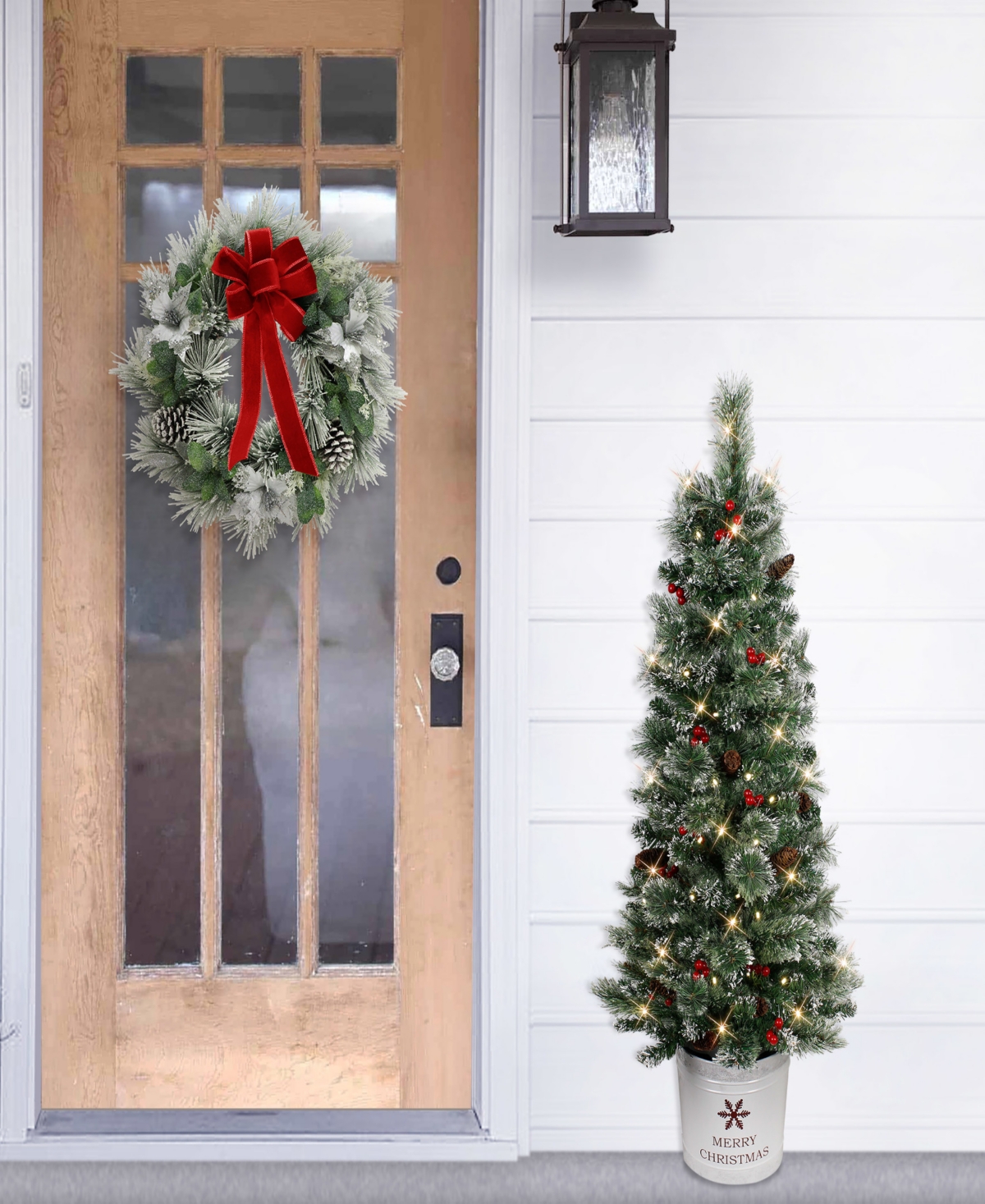 Puleo 4.5' Pre-lit Potted Pine Artificial Christmas Tree In Green