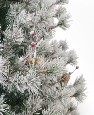 Puleo 7.5' Pre-Lit Flocked Idaho Spruce Artificial Christmas Tree