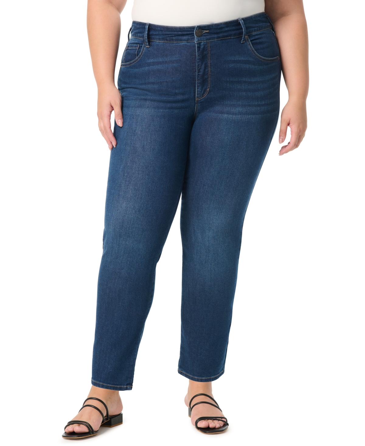 Gloria Vanderbilt Plus Size Tummy Sculpt Straight Jeans In Blue