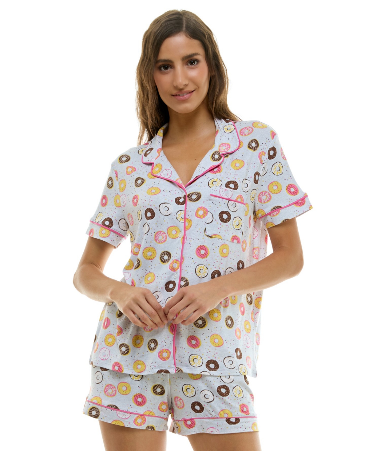 Derek Heart Women's Printed Top And Shorts Set In Blue