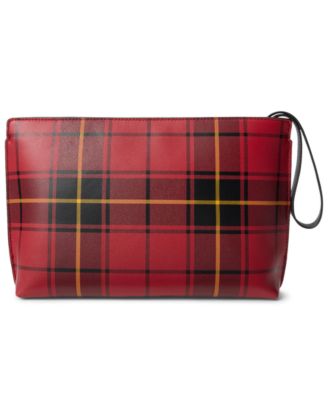Boxed Plaid Nappa Leather Large Pouch